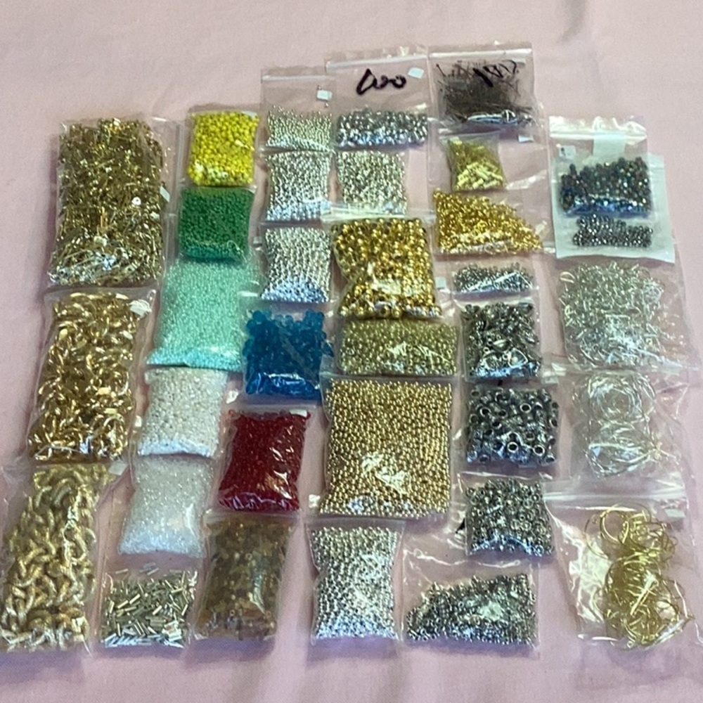 Lot #68 Jewelry Making Seed,Crystal, 
Spacers & Findings by the Hundreds